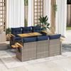 7 Piece Garden Sofa Set with Cushions Gray Poly Rattan