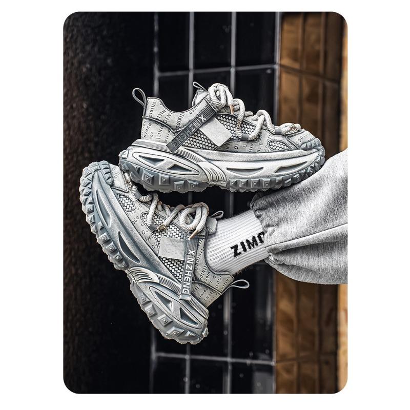 Vintage Distressed Thick Sole Height Increasing Casual Dad Sneakers For Men