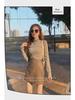 2024 Women's Autumn/Winter High-Waisted Retro A-Line Coffee Matte PU Leather Skirt