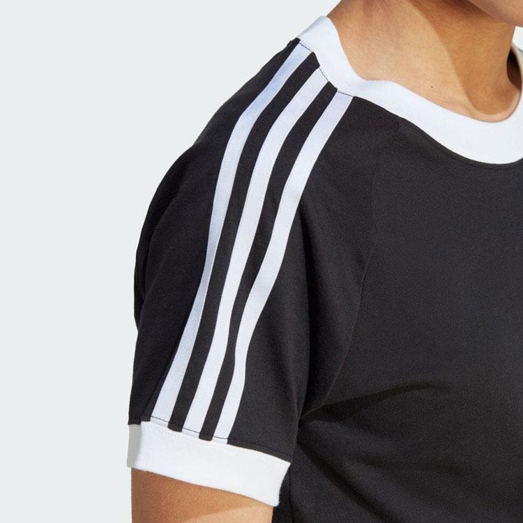 Adidas Originals Trefoil Three-Stripe Colorblock Short Sleeve T-Shirt Women Tops Black IK4051