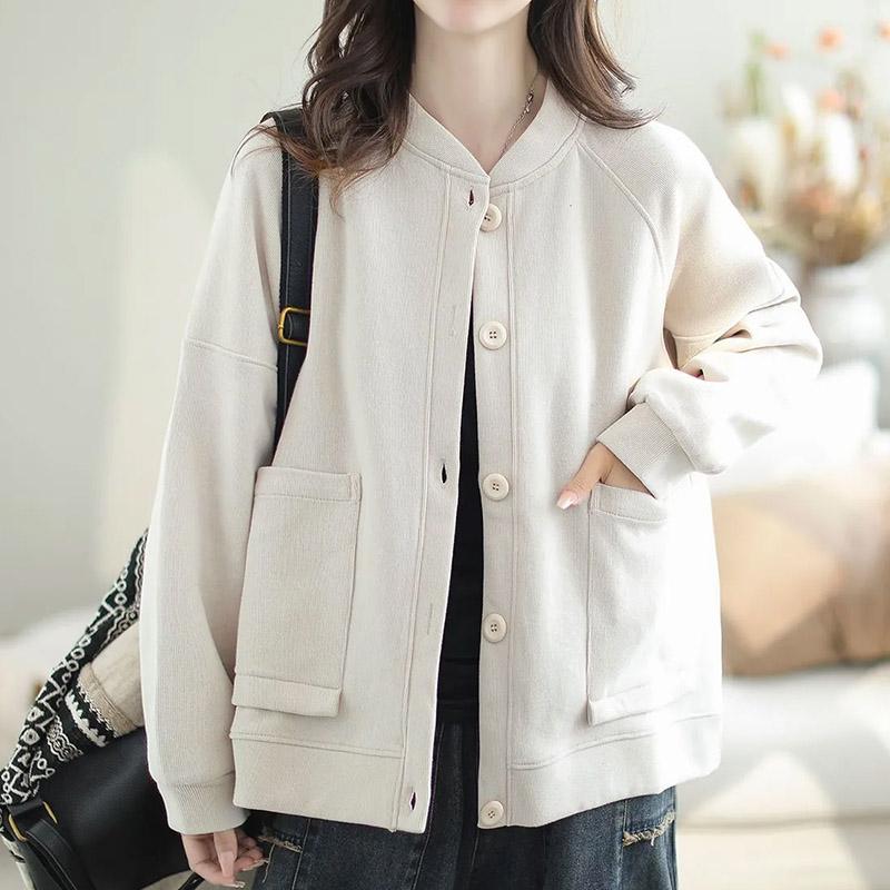 Coat for Women Cotton Autumn Winter Thickened Casual Oversize Cardigan Sweatshirt Slim-Fit Short Jacket