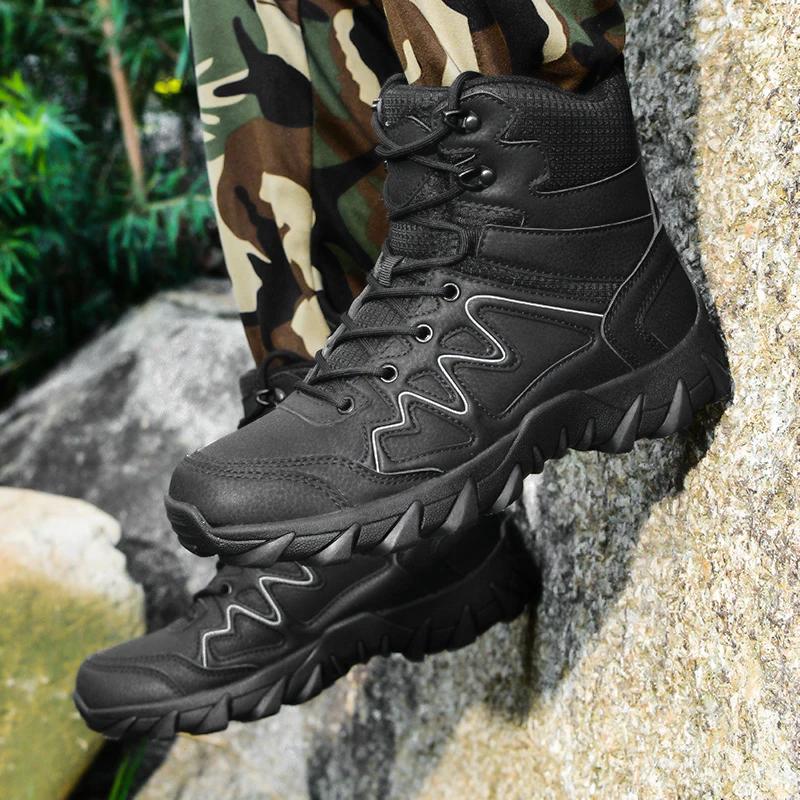 Fashion Men Tactical Boots Lace Up Military Army Boot Unisex Work Hiking Shoe Desert Waterproof Brand Climbing Shoe Male Ankle Size Plus