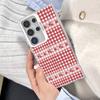 For Samsung Galaxy S24 S23 Ultra Plus FE S25 S22 Ultra Plus S21 FE Laser Phone Case Cute Fashion Girl Cherry Grid Pattern Covers