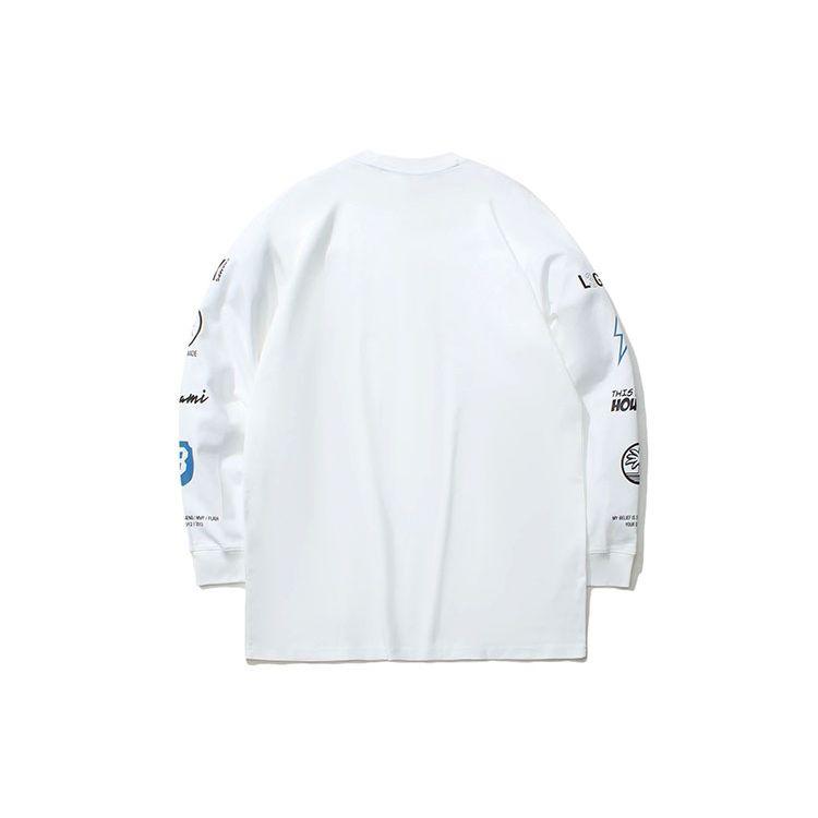 Li Ning Wade Series Printed Loose Round Neck Pullover Sweatshirt Men Sweatshirt Standard-White AHSR497-3