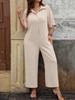 Elegant Women's Plus Size Jumpsuit - Comfortable Summer Wear with Button Shirt Collar and Solid Colors