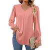 Women's Fall New Arrivals Solid Sheer Chiffon Shirt V-Neck Sleeveless Bell Sleeve Long Sleeve Top Blouse