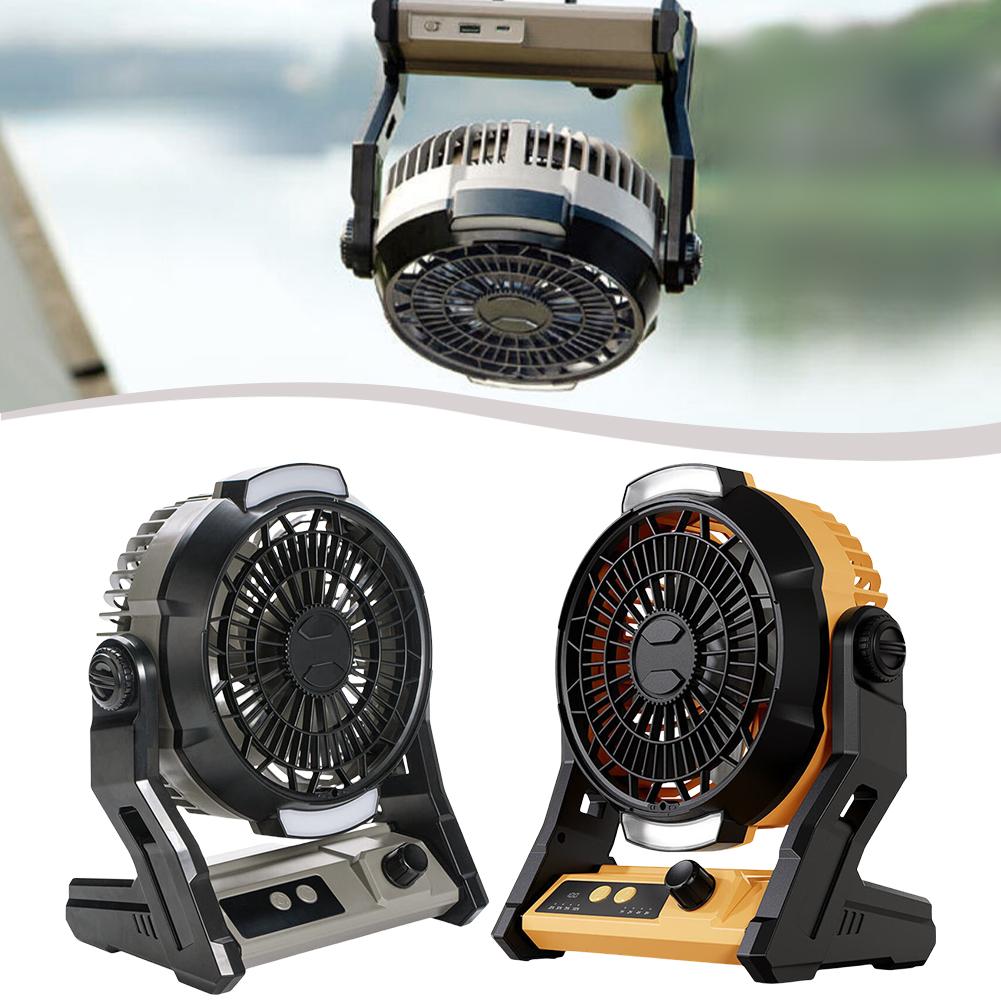 Campfire Parties LED Lighting Fan Battery Powered Fan 10000mAh Battery Capacity Continuous Speed Control For Camping