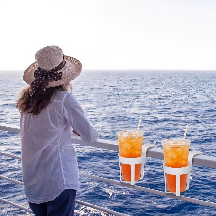 Travel Drink Access Hanging Cup Basket Pack of 4 for Boats Motorhomes and Vehicles, Hook-On Plastic Cup Frame Plus