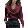 Women Shirt Swing Collar Long Sleeve Design Loose Fit Shirt Solid Color Versatile Office Lady Shirt Workwear