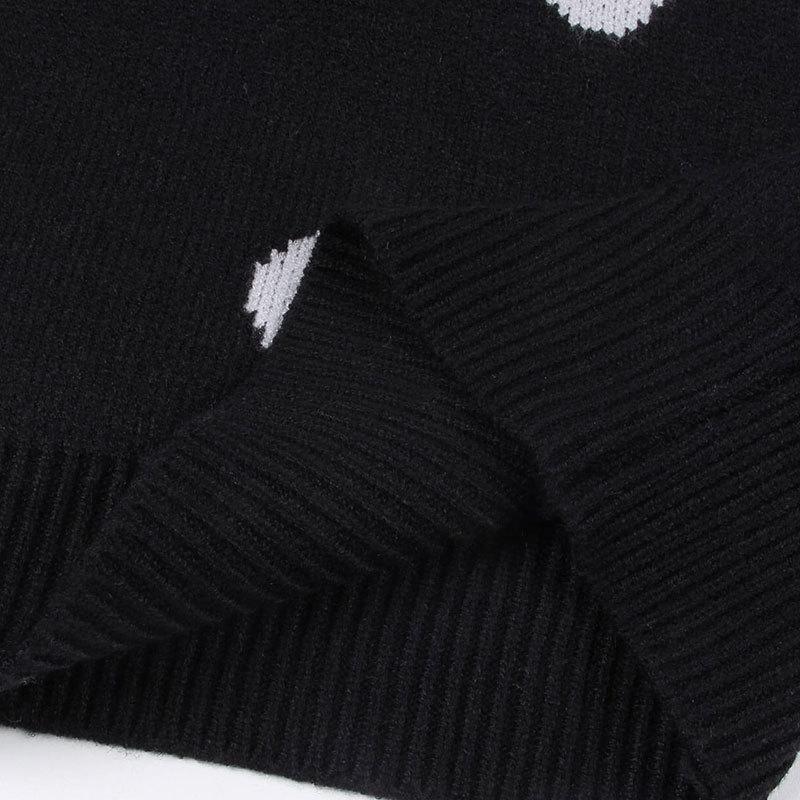 Women's Fall/winter Loose Jacquard Crew-neck Knitted Long Beard Sweater