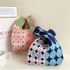 Mini Karo Strick Handtasche Nischen Design Damen Mädchen Tragetasche Handgeknüpft Knoten Handgelenk Tasche Lässig Farbe Umhängetasche Einkaufstaschen
