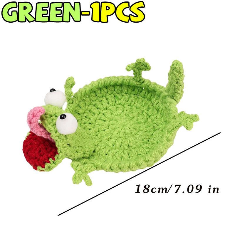 Cute Handmade Crochet Lizard Coaster Animal Drink Mat Non Slip Desk Protector Absorbent Table Decor Stress Reliever Toy Gift