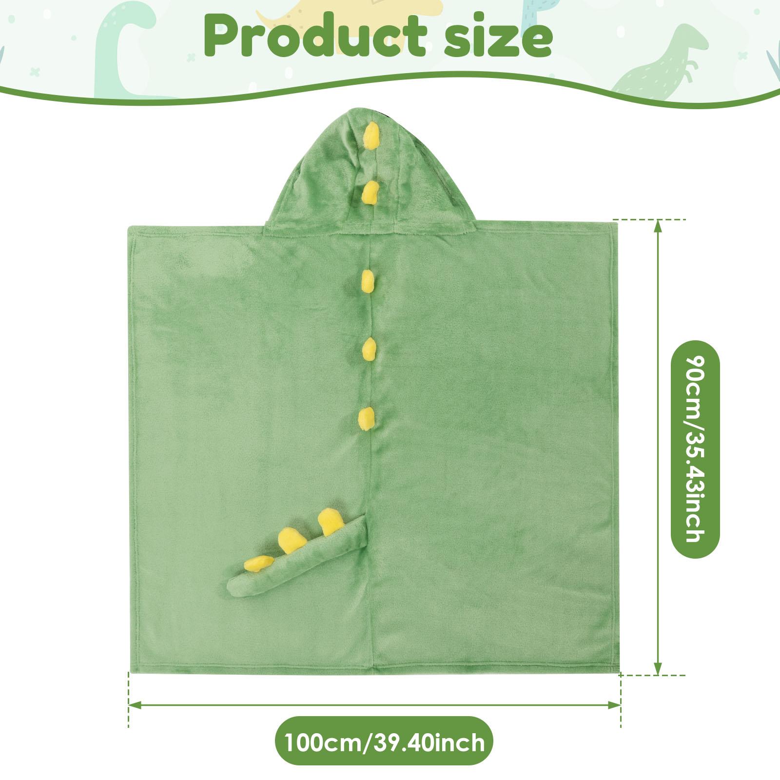 

Милое мультяшное пляжное полотенце с капюшоном в виде животных, банное полотенце с капюшоном в виде единорога, банный халат-накидка с капюшоном из фланели для мальчика с динозавром зелёный
