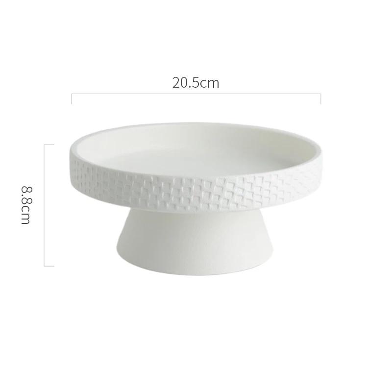 Round Ceramic Pasta Steak Plate Salad Bowl Soup Basins Cooking Plate Kitchen Solid Color Tableware High Foot Snack Desserts Tray