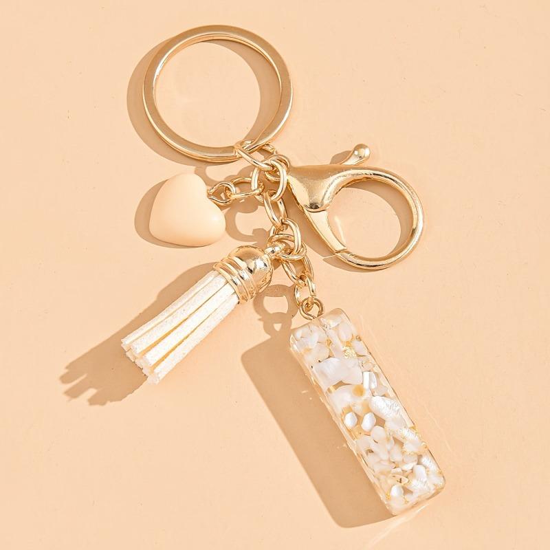 Hot-selling Epoxy Initials Love Tassel Keychain Bag Ornament Buckle Pendant Car Jewelry Clothing Accessories