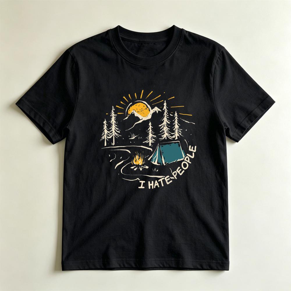 I Hate People Funny Camping Graphic Tshirt Solitude Seeker Camper Gift Tshirt Outdoor Wilderness Hiking Casual Unisex Unisex Tee S