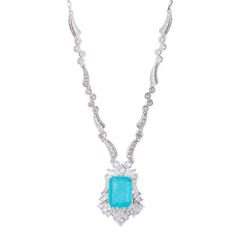 TikTok New Emerald Necklace Women's Para Sapphire Clavicle Chain Pendant Adjustable Dinner Necklace