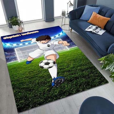 Captain Ozora Tsubasa Cartoon Football Rug for Bedroom Living Room Sofa Home Doormat Decor, Large Kids Play Non-slip Floor Mat
