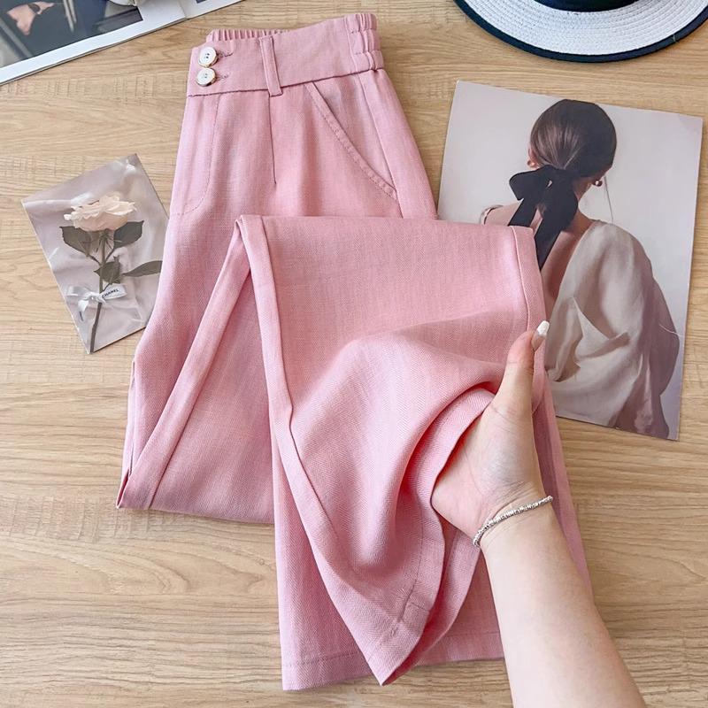 

Женские брюки цвета хаки с высокой посадкой и широкими штанинами - Весна/Лето 2025: Универсальный, Приталенный, Свободный крой, Длина до щиколотки 4XL (145-155 jin)