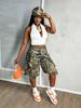 Camouflage Weiter Bein Mittellange Damen Arbeitskleidung Hose mit Taschen - Europäischer/Amerikanischer Stil Lässige Shorts