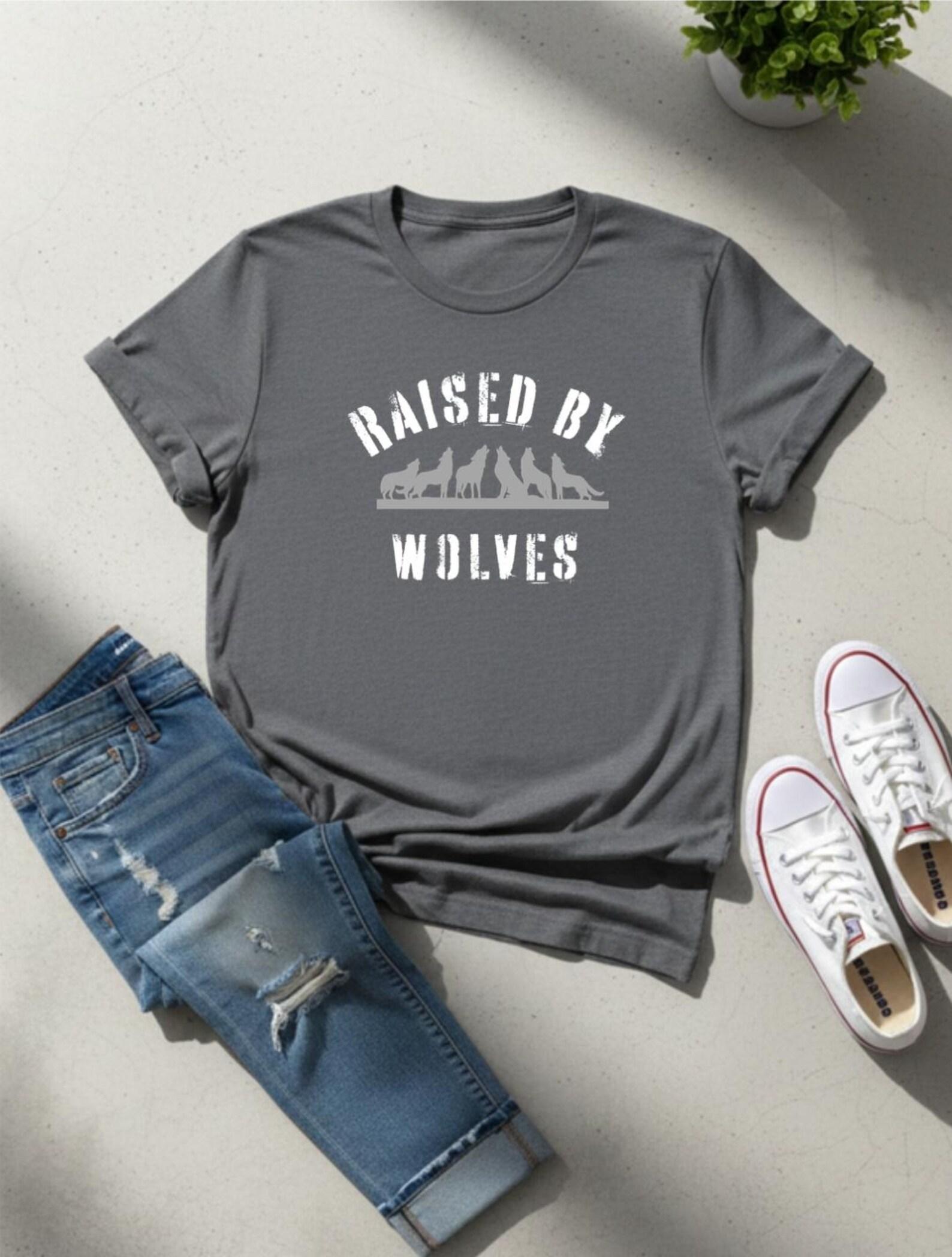 Raised By Wolves Shirt, Wolf Graphic T-Shirt, Alpha Wolf Tee, Animal Graphic Shirt, Wilderness Graphic Tee S