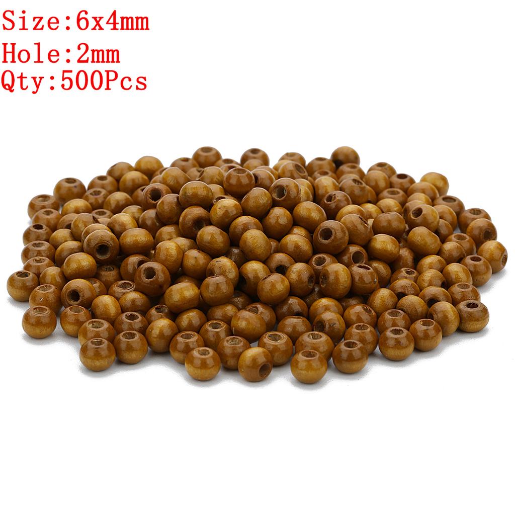 Natural Round Wood Beads Oval Loose Spacer Rosary Bead Large Hole Jewelry Bracelets Diy Unsex Charm Wholesale Supplies