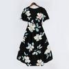 Women V Neck Short Sleeve Floral Print Dress Casual Loose Fit Summer Midi Dress Lightweight Flowing Elegant Style