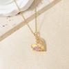 Purple Teardrop Zirconia Heart Pendant Necklace, Golden Tone Dainty Jewelry for Women