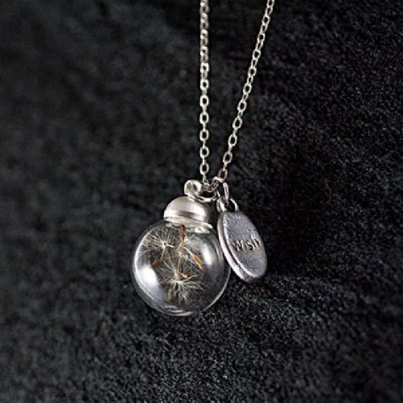 Dandelion Glass Fashion Bottle Girls Necklace Simple Decorative Accessories