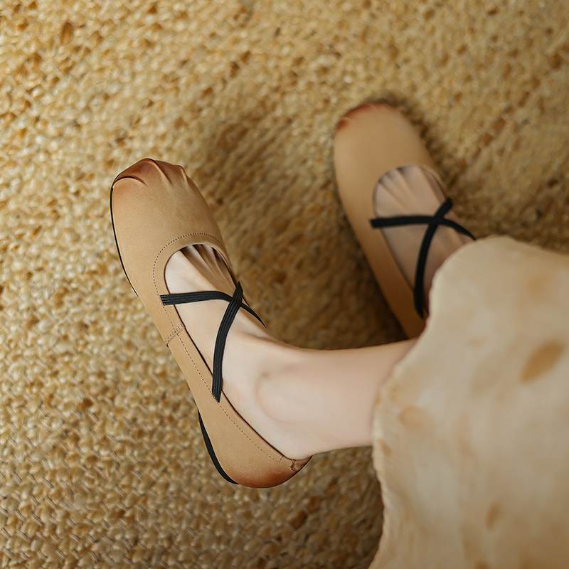 Krazing Pot Nubuck Fashion Spring Size 42 41 Beauty Flat with Women Round Toe Shoes Ballet Dancer Shallow Flats