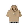 X Magic Stick Collaboration Solid Color Casual Hooded Short Sleeve T-Shirt Women Tops Light-Khaki F11W329112F-DK
