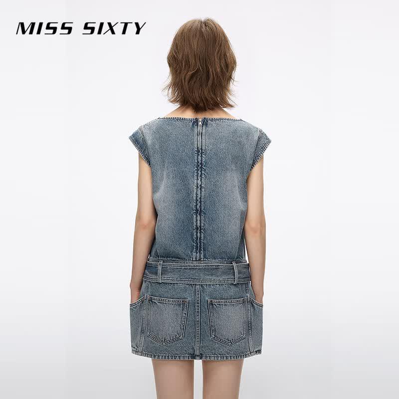 MISS SIXTY 2026 Summer Vintage Washed Denim Short Dress