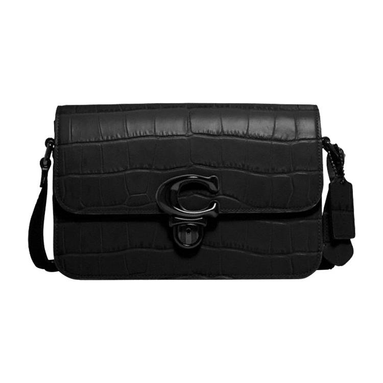 

Новая кожаная сумка через плечо COACH Studio с тиснением под крокодила, сумка кроссбоди Tubas женская черная C6640-V5BLK 24.9*8.9*16.0CM