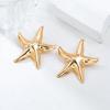 Exaggerated Metal Large Starfish Stud Earrings for Women Boho Gold Color Earrings Geometric Pentagram Star Earrings Jewelry Gift