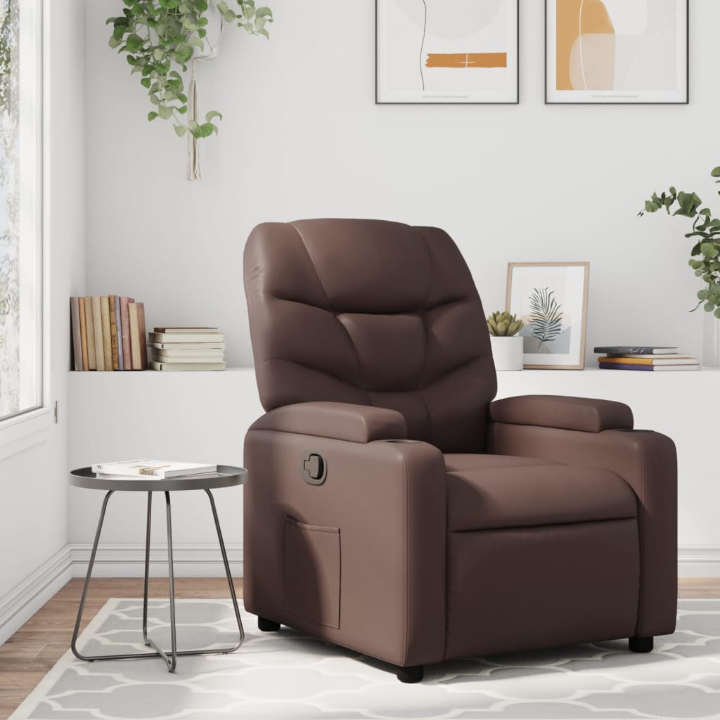 Relaxation Armchair In Brown Synthetic Leather