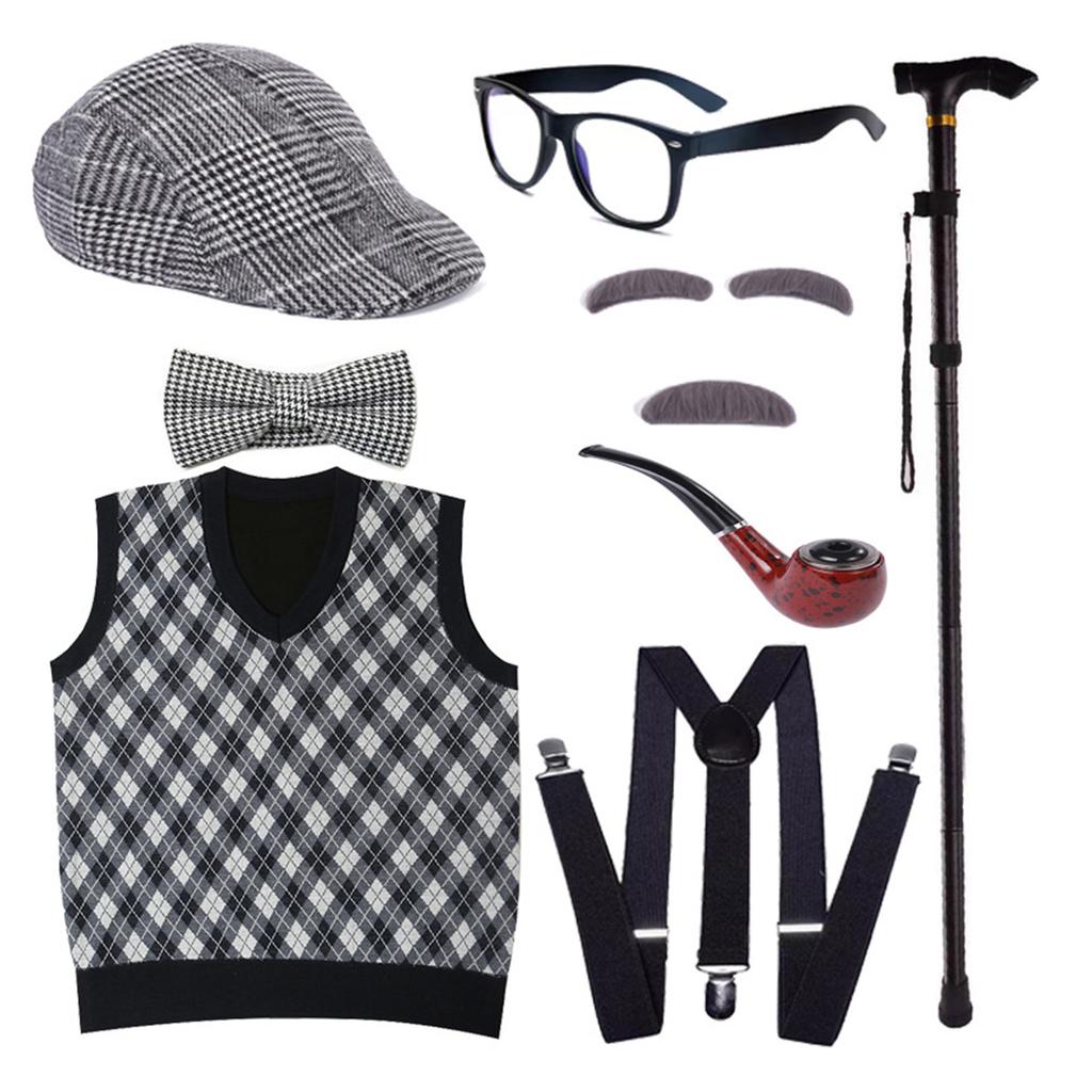 Grandpa Costume Set Old Man Costume Outfit Kids 100 Days of School Costume Set