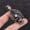 Evil Eye Multi Fire Labradorite Pendant Copper Wire Wrapped Gemstone Pendant Moonstone Pendant Copper Wire Jewelry Handmade Evil Eye Jewelry