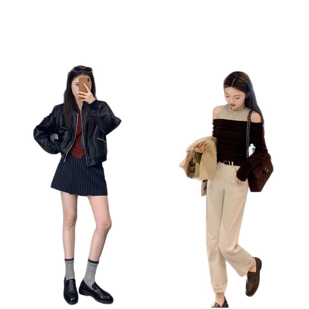 Cowhide Version of Grape Mother, the Same Horse Leather Lazy One-pedal Versatile Retro British Style Versatile Loafer Small Leather Shoes Women