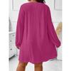 Women Fashion V Neck Long Sleeve Loose Plus Size Midi Dress