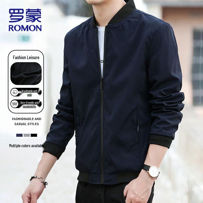 

Romon Men s Business Casual Baseball Collar Jacket 3XL