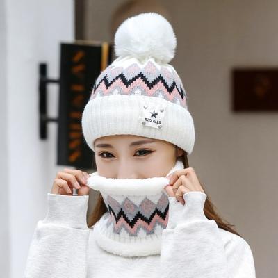 New Winter Velvet Thickened Wool Hat Women's Cycling Warm Scarf Knitted Hat Windproof and Cold-proof Pullover Hat