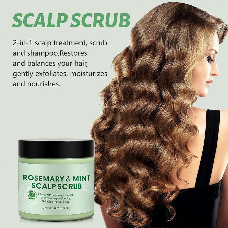 Scalp Scrub, Rosemary Scalp Exfoliator Scrub, Scalp Treatment with Mint Oil, Hair Treatment to Clean and Itchy Scalp Relief with Silicone Scalp Massag