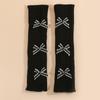 1 Pair Warm Acrylic Knit Arm Warmers with Stylish Bows Detail Ideal for Cold Protections Comfortable Wear In Travel