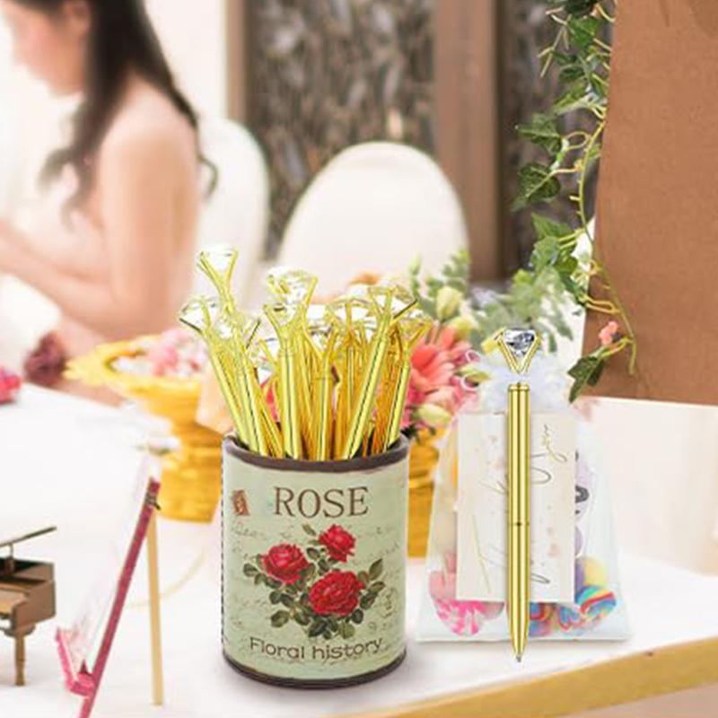 6 szt. Duży Kryształowy Długopis Kulkowy z Diamentem, Metalowy Długopis Kulkowy z Klejnotem, Artykuły Biurowe, Długopisy na Prezent