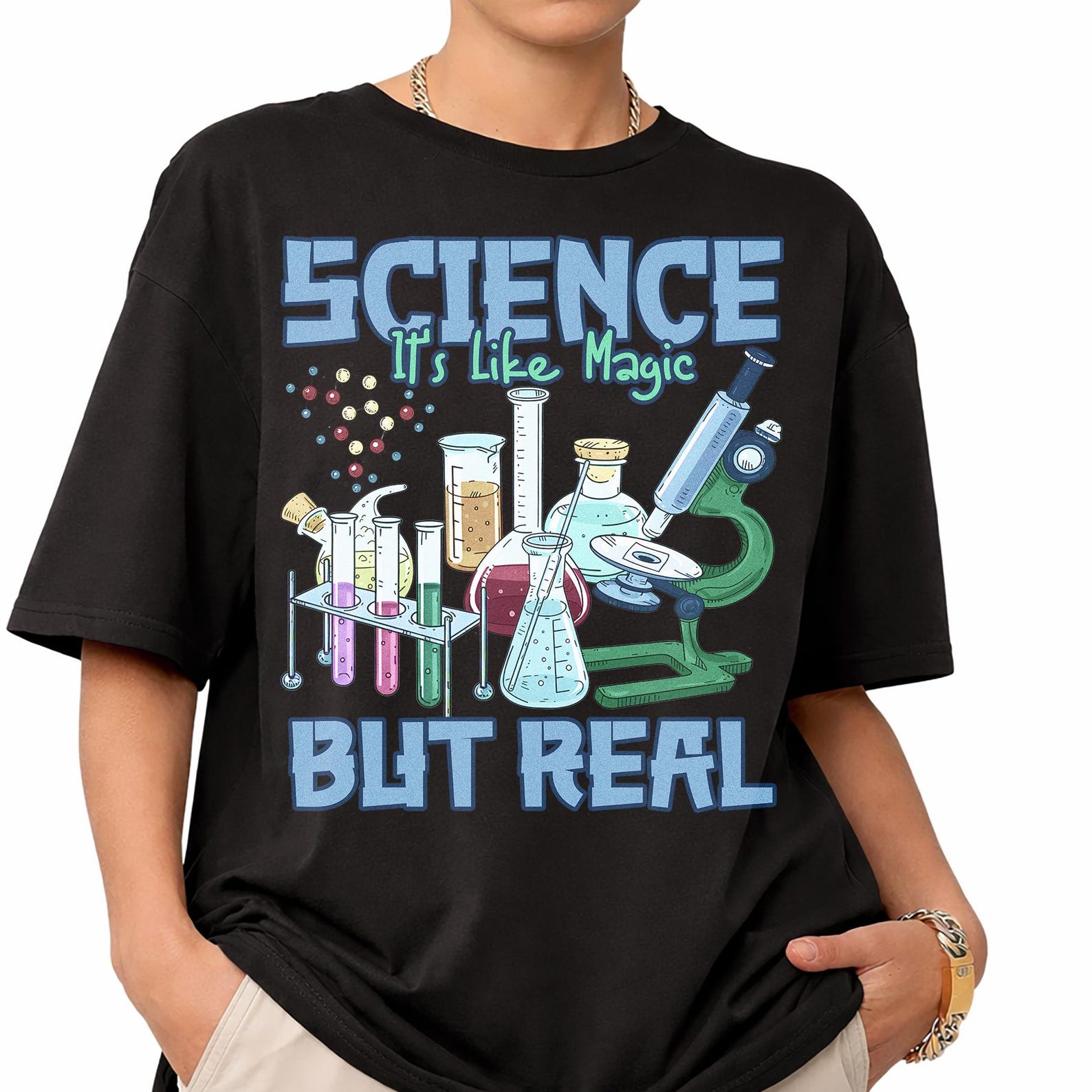 Science Magic Real T-Shirt, Science Teacher Chemistry Lab Graphic Tee S