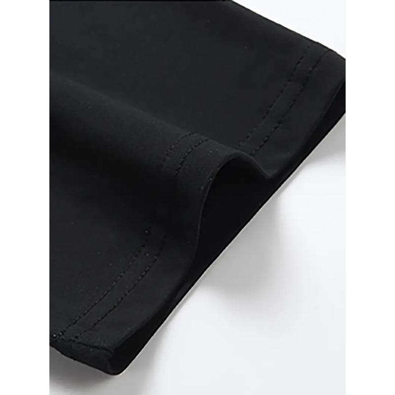 Europäische Größen Herren Grafik T-Shirt - Schwarz-Weiß Kontrastdruck, Reguläre Passform Rundhals Kurzarm, Lässiges Streetwear T-Shirt