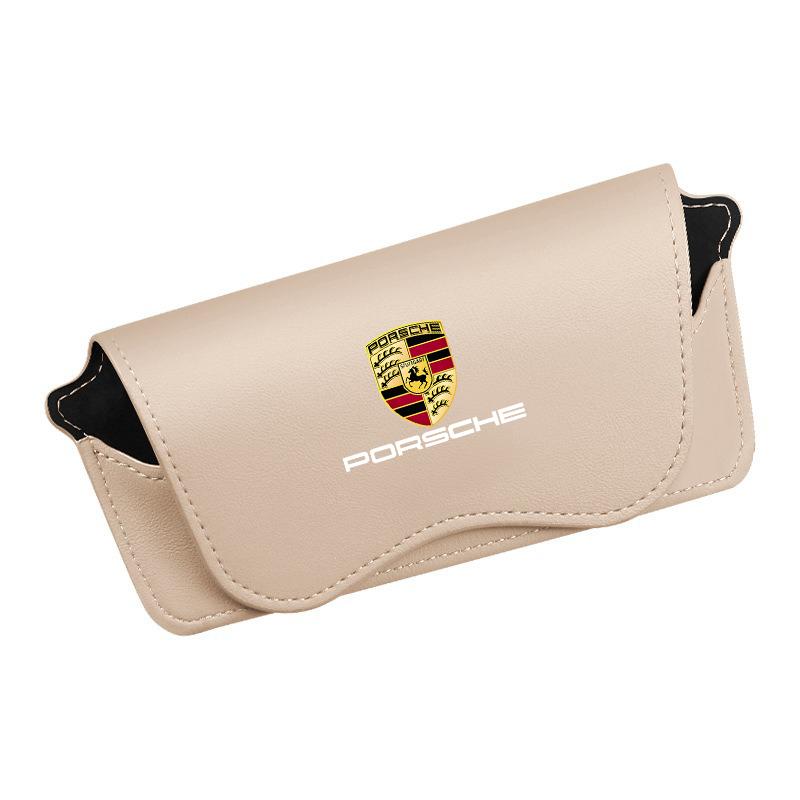 

Автомобильный солнцезащитный козырек Клипса для очков Кейс для хранения солнцезащитных очков для Porsche Panamera Taycan 911 718 Macan Cayenne Boxster Cayman 918 Pajun бежевый