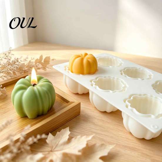 Non Stick Pumpkin Silicone Form 3D Candle Mold, Food-Grade Non-Stick Flexible DIY Baking Casting Mold Halloween Themed for Mousse Cakes And