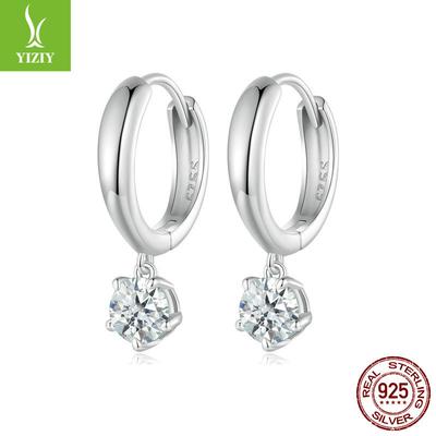 50 Punkte Moissanit Ohrbügel Damen, Einfache und hochwertige S925 Sterlingsilber Ohrringe Ohrringe Mse040