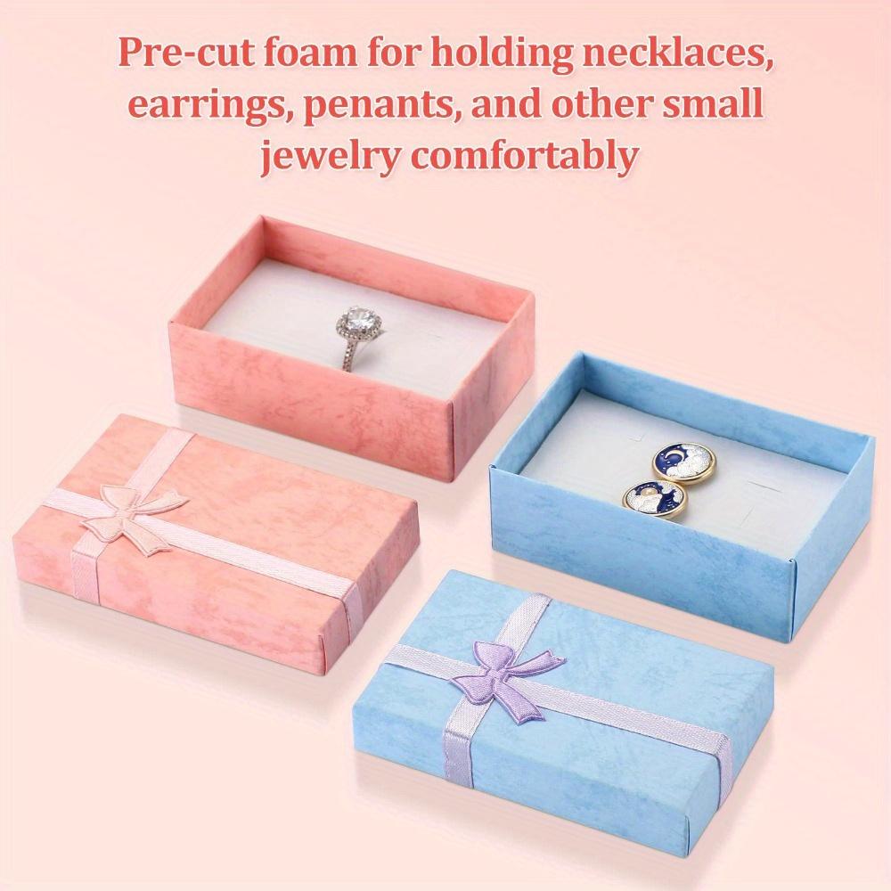 24pcs Jewelry Gift Boxes with Lids and Ribbon Bows Paper Storage Gift Boxes Jewelry Cardboard Boxes Gift Packaging Box with Sponge Inside
